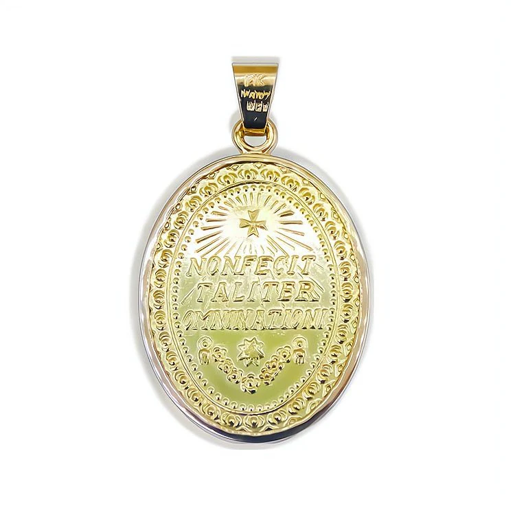 14k Solid Gold Bezel Our Lady of Guadalupe Large Medal — 1.2” × 0.9” - Image 3