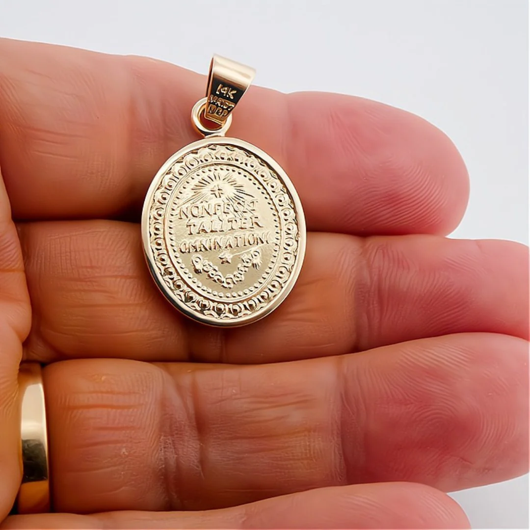 14k Solid Gold Bezel Our Lady of Guadalupe Medal — 0.9” × 0.8” - Image 5