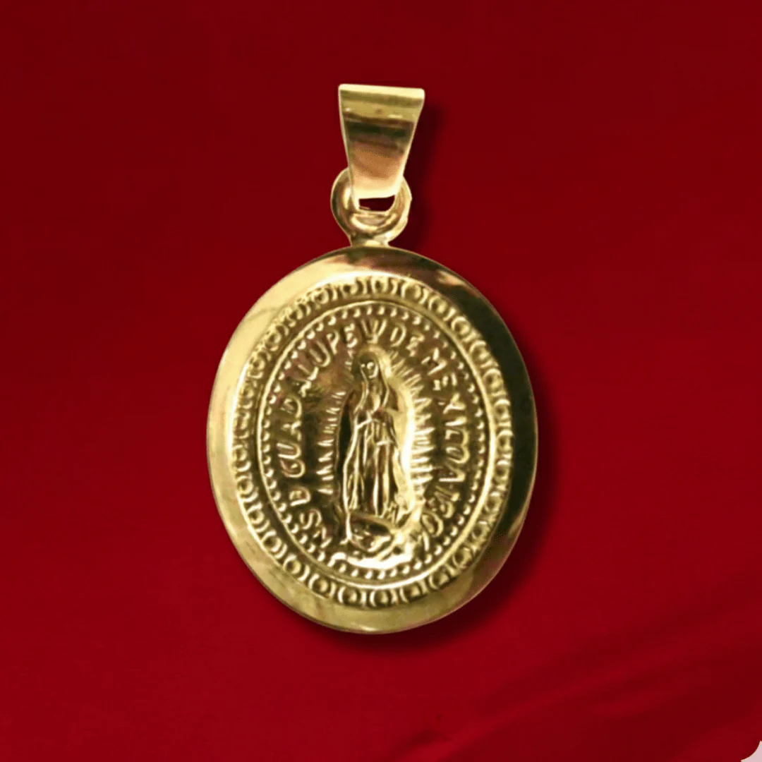 14k Solid Gold Bezel Our Lady of Guadalupe Medal — 0.9” × 0.8” - Image 7