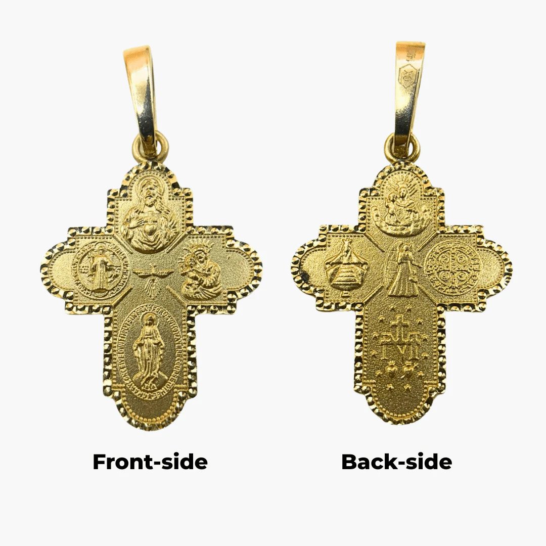 14K Gold Four-Way Cross Pendant — Italian Made (0.9” × 0.7”) - Image 5