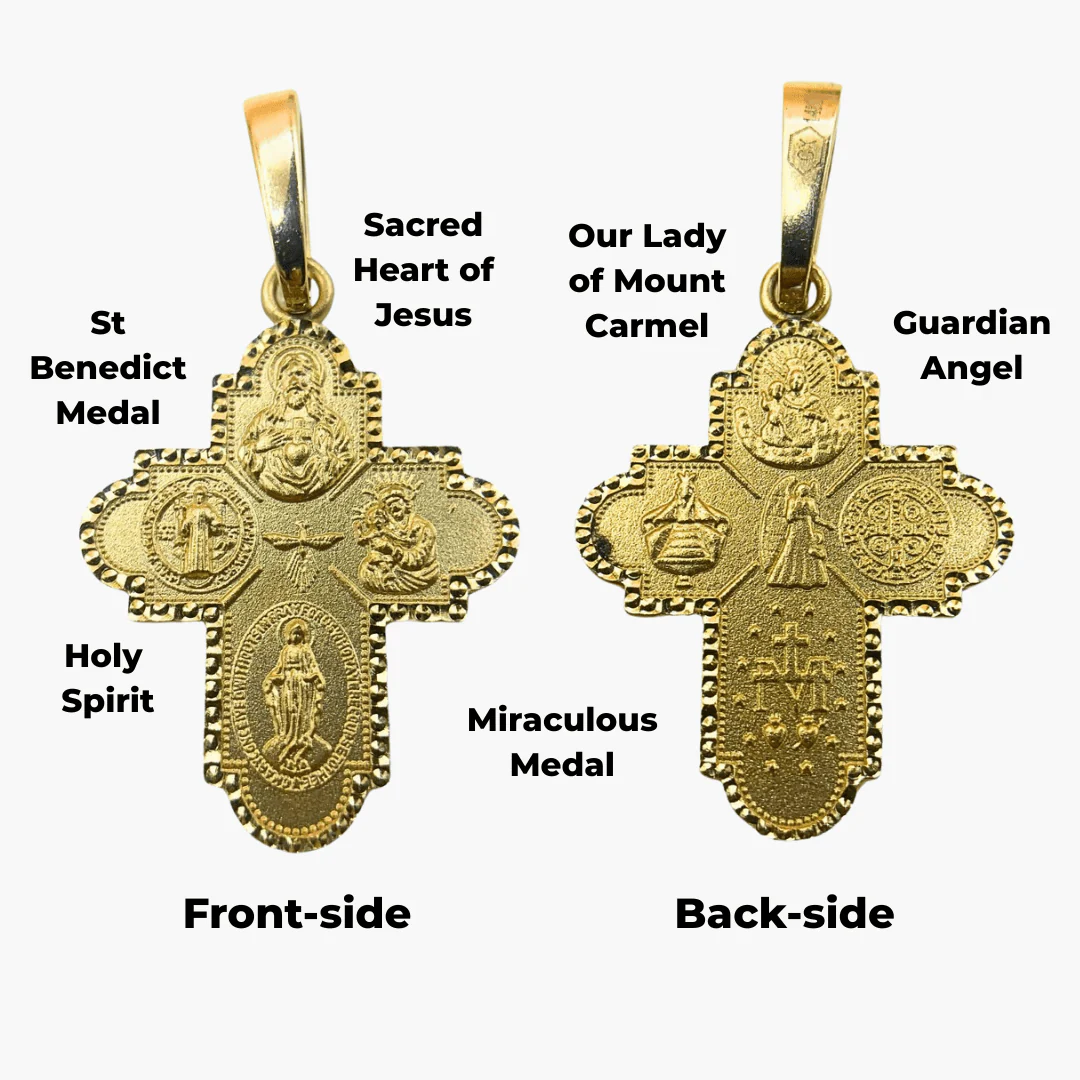 14K Gold Four-Way Cross Pendant — Italian Made (0.9” × 0.7”) - Image 6