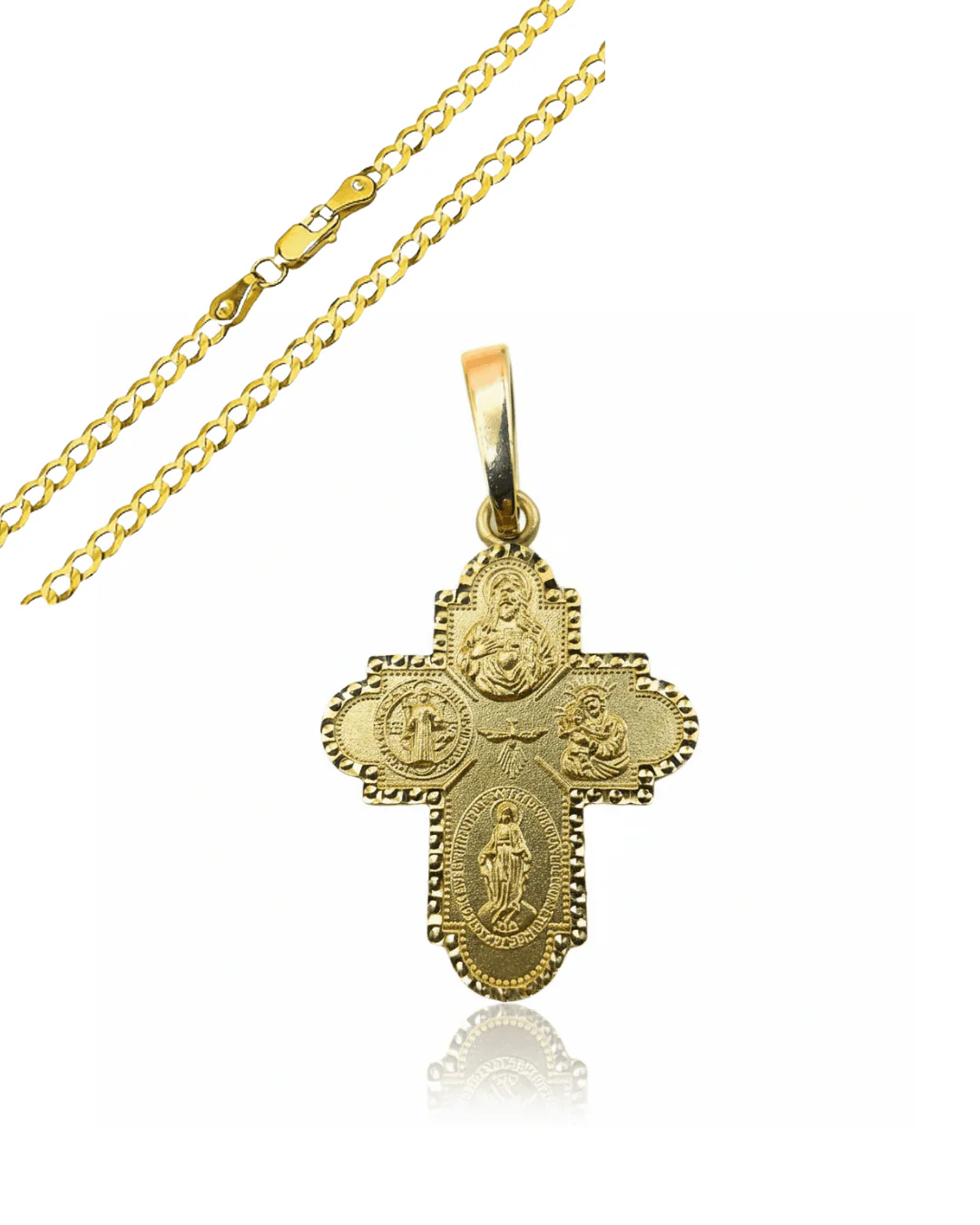 14K Gold Four-Way Cross Pendant — Italian Made (0.9” × 0.7”) - Image 7