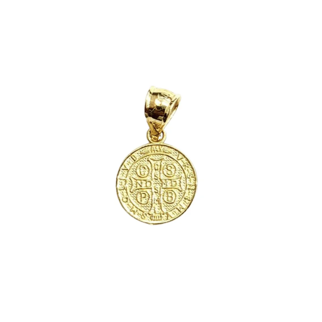 14K Gold Two-Tone Saint Benedict Medal Charm — Round (0.4”) - Image 4