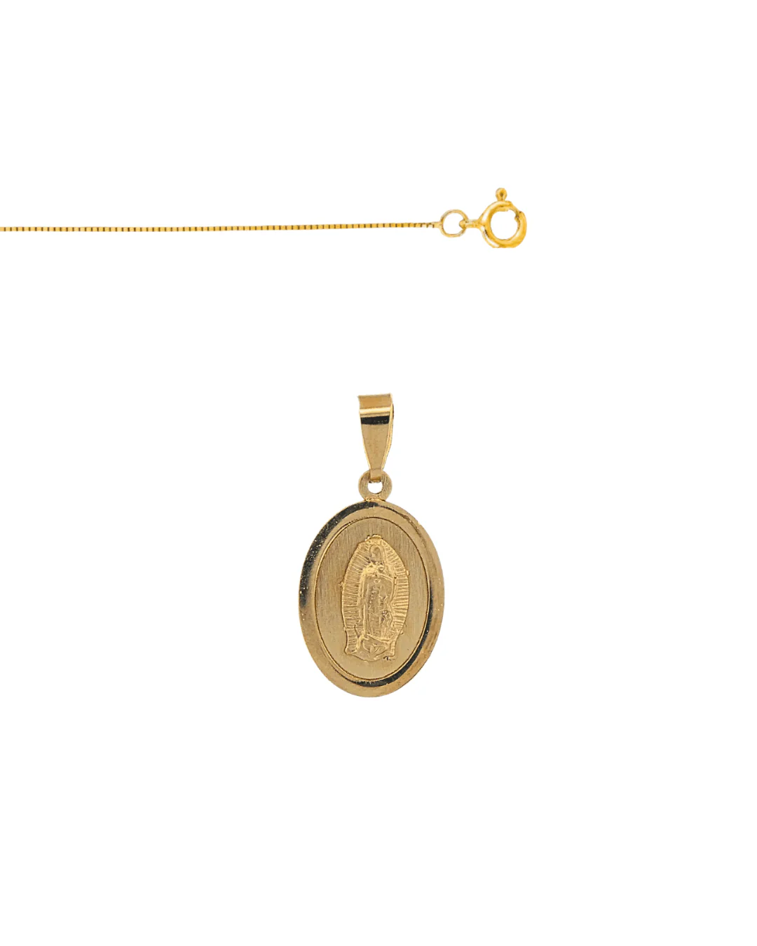 14k Gold Virgen de Guadalupe Oval Pendant 0.4" X 0.6" - Image 6