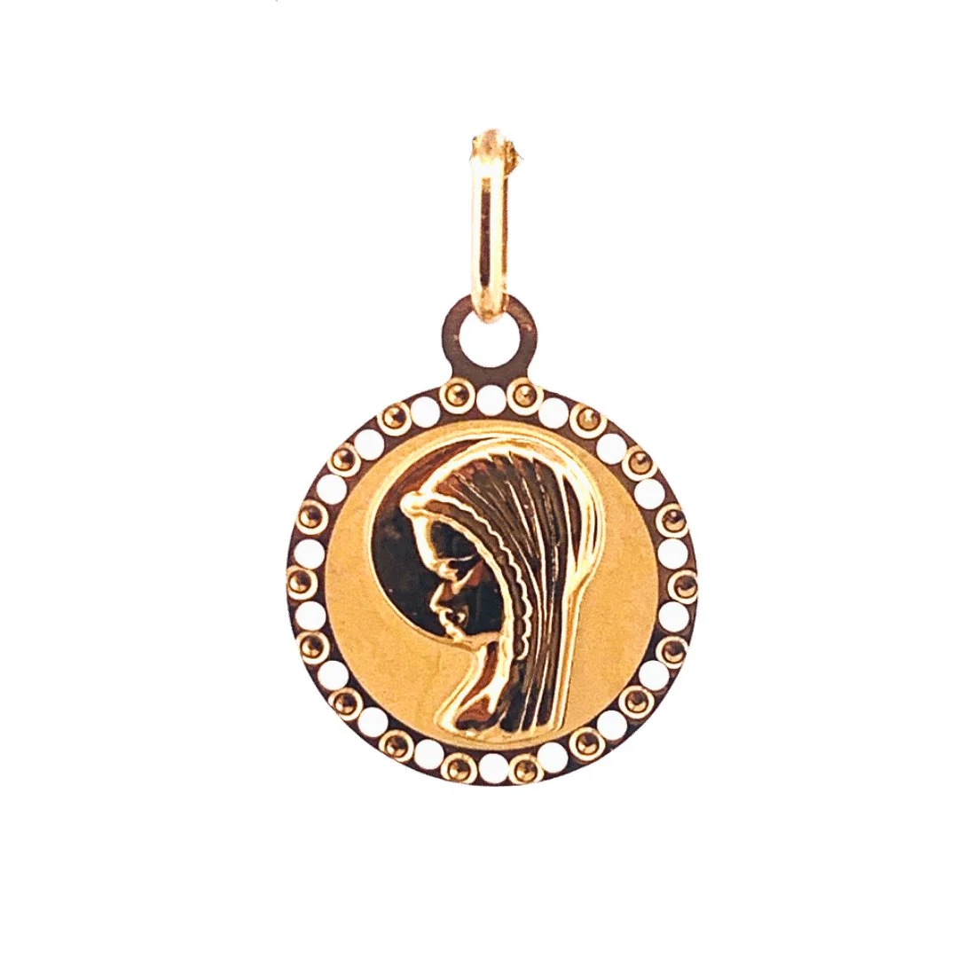 Medalla de la Virgen Niña en Oro (14k gold) Round 0.6" - Image 3