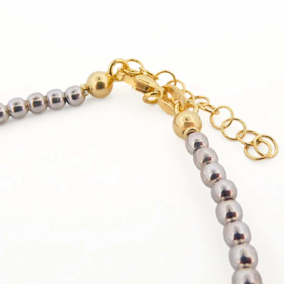 Silver Beaded Cross Bracelet 7.5"+1" - Image 5