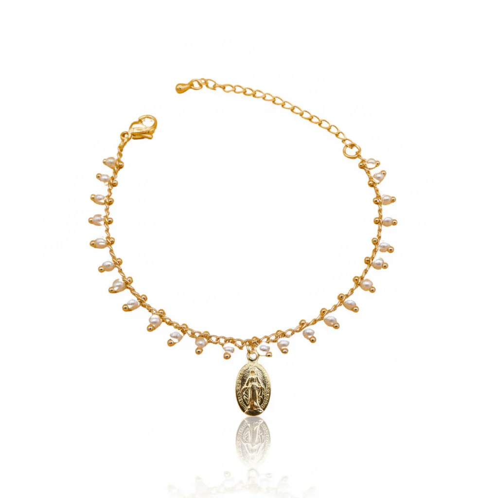 Gold-Plated Miraculous Beaded Mini-Pearls Bracelet 7"+ 2.5"