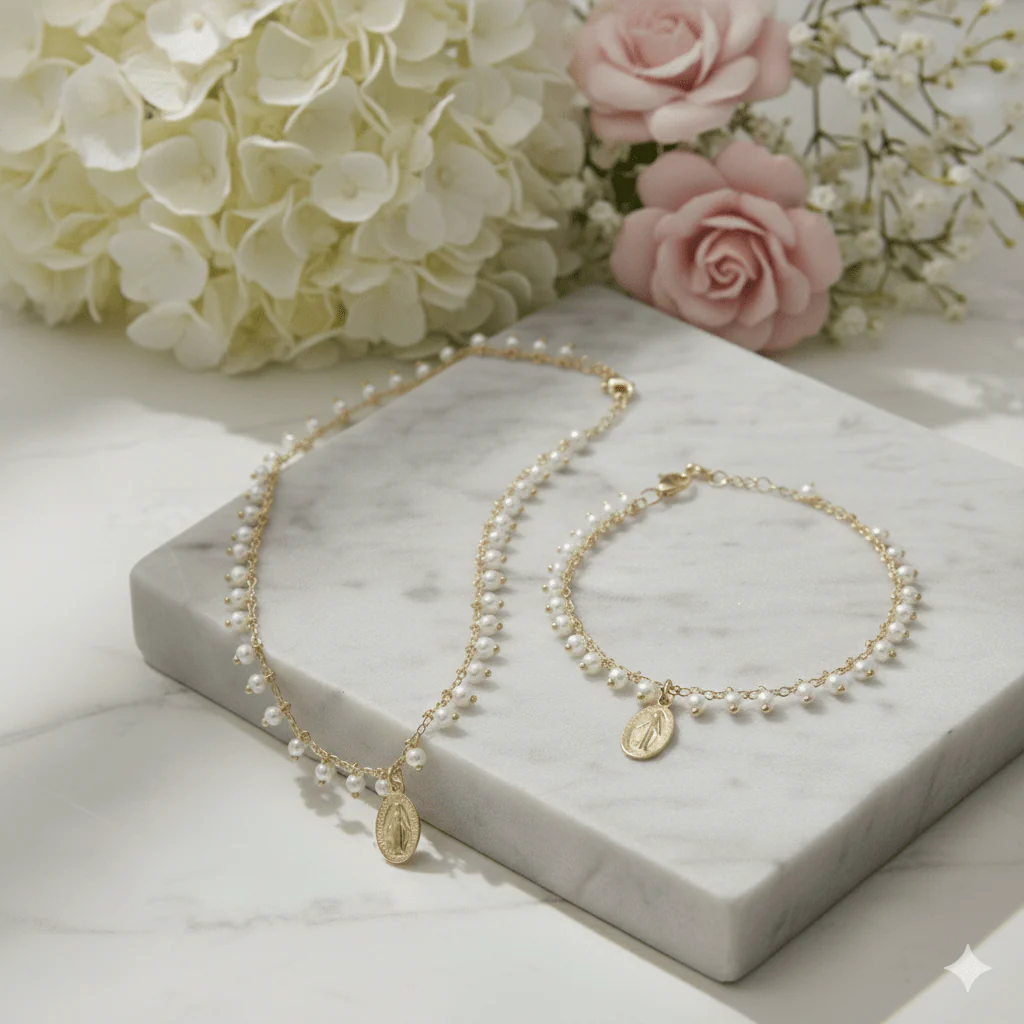 Gold-Plated Miraculous Beaded Mini-Pearls Bracelet 7"+ 2.5" - Image 3