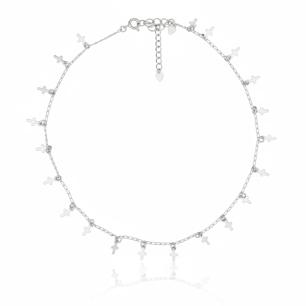 Silver-Plated Cross Charms Necklace 14.5-inch