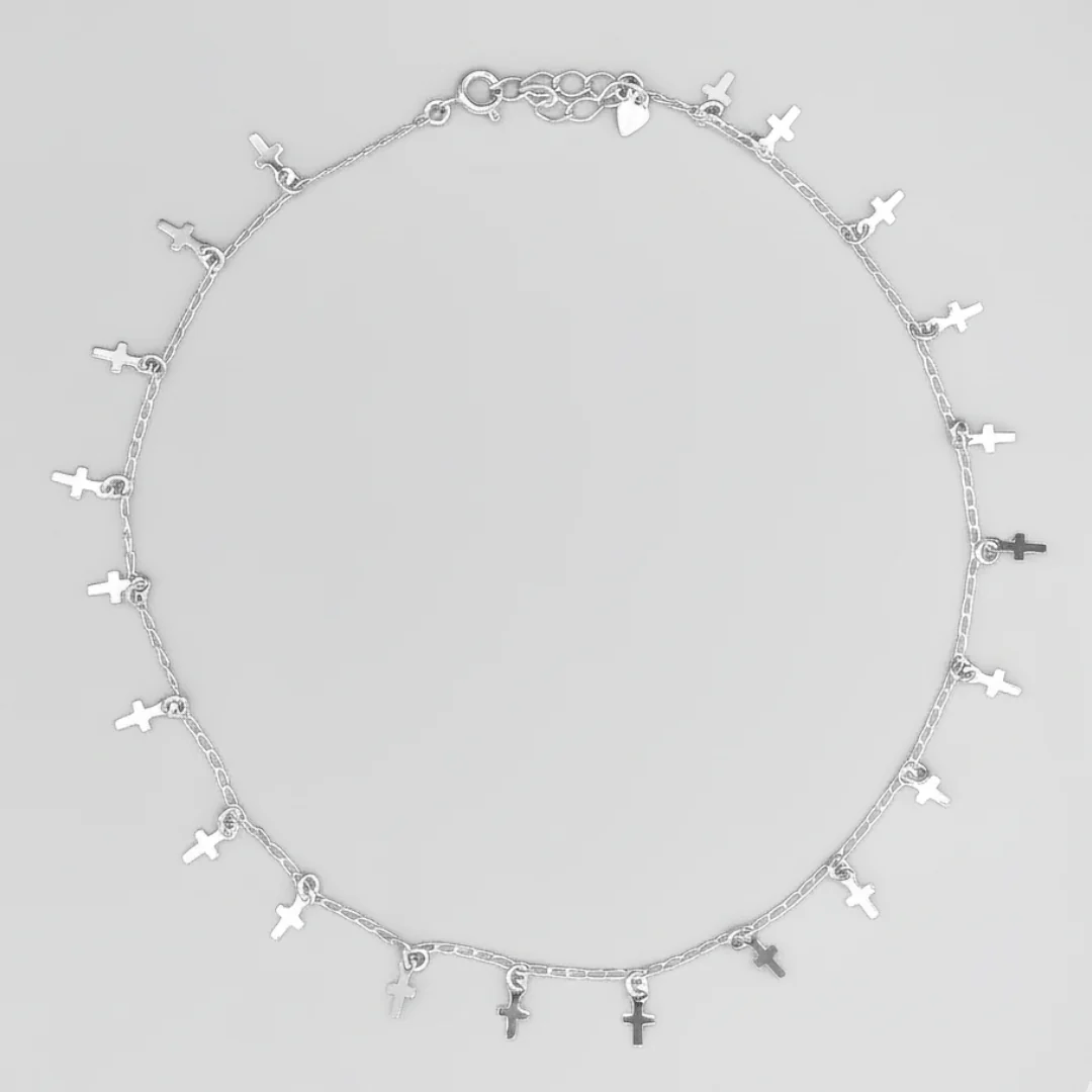 Silver-Plated Cross Charms Necklace 14.5-inch - Image 3