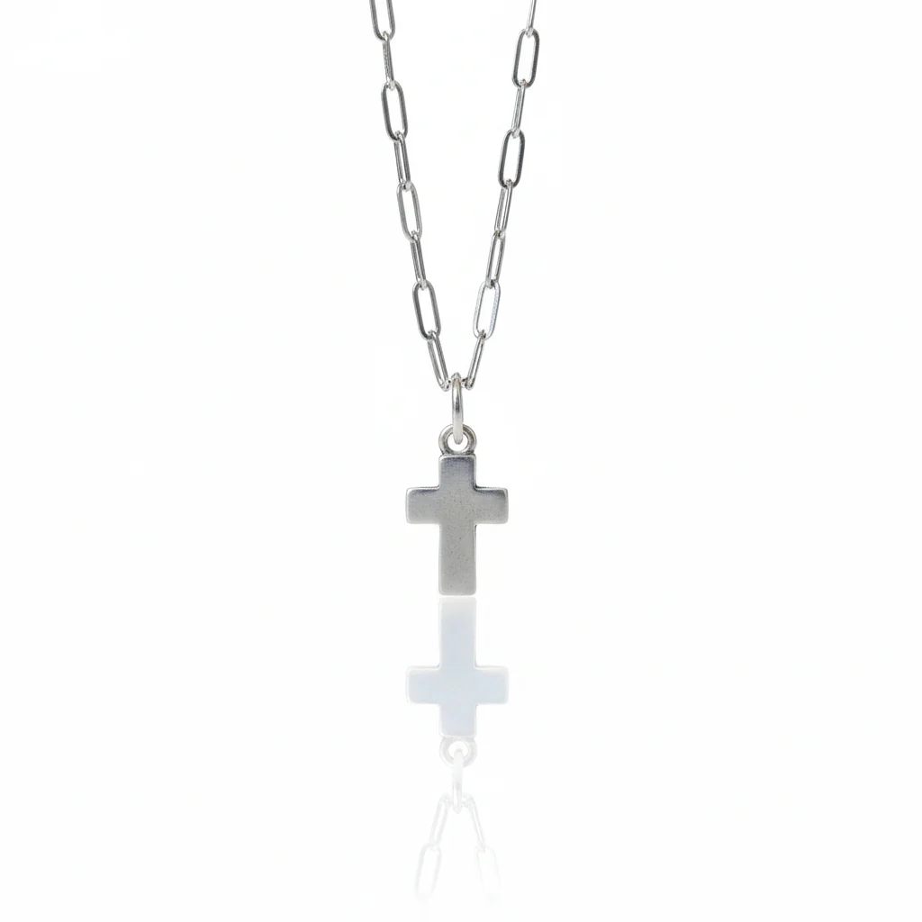 Silver-Plated Mini Cross Necklace 20-inch - Image 8
