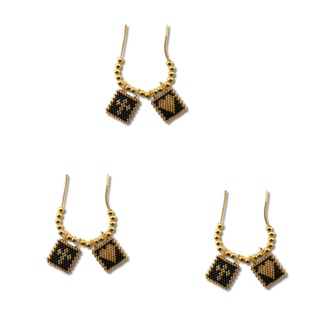 Gold-Plated Black Miyuki Necklace with Cross and Heart Charms 18-inch - Image 7