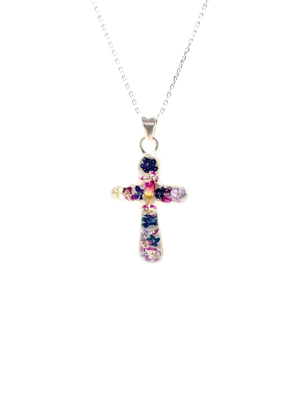 Cross Pendant w/ Pressed Flowers IV 18-inch - Image 4
