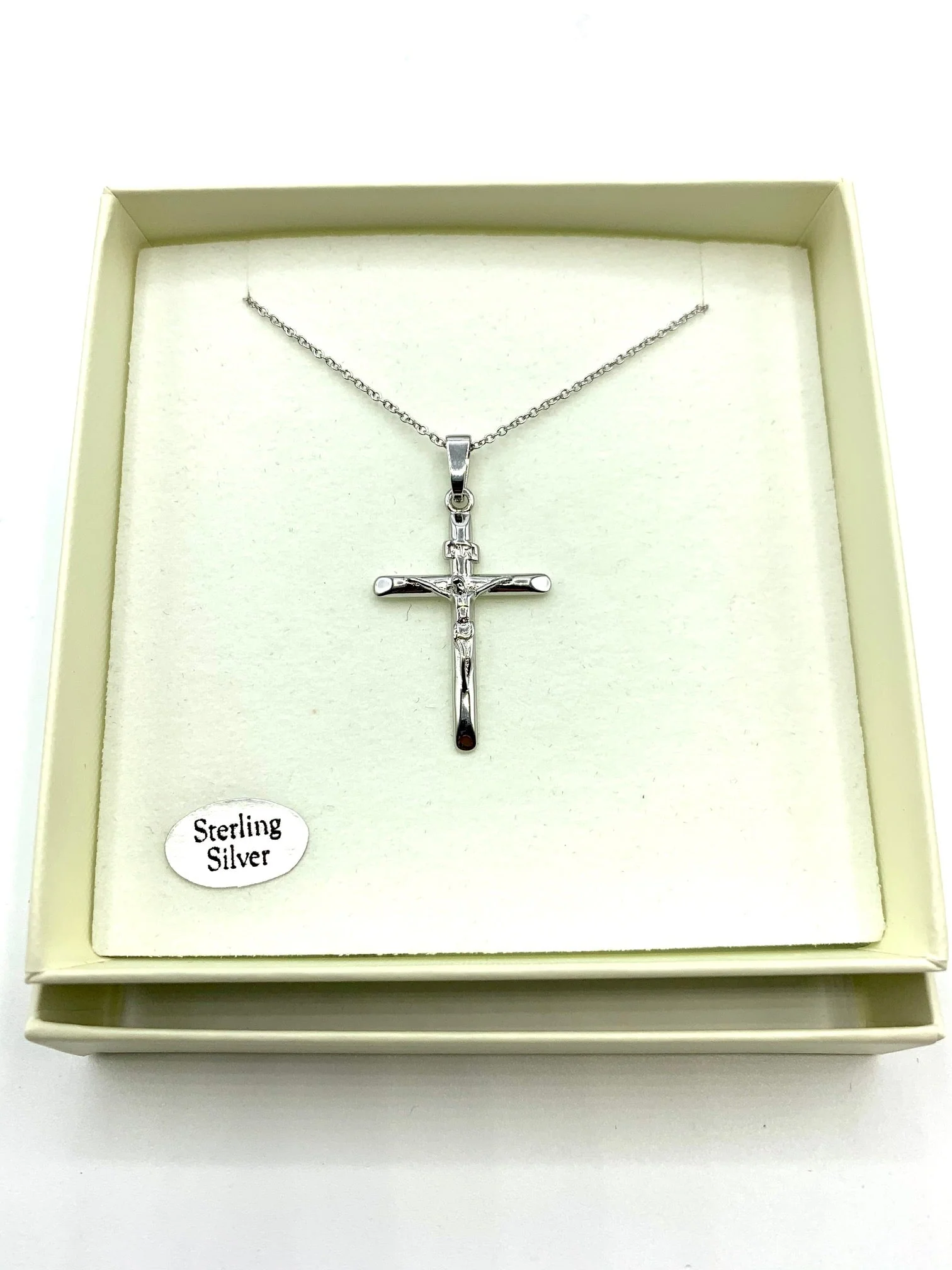 Silver Glossy Crucifix Necklace 18-inch - Image 6
