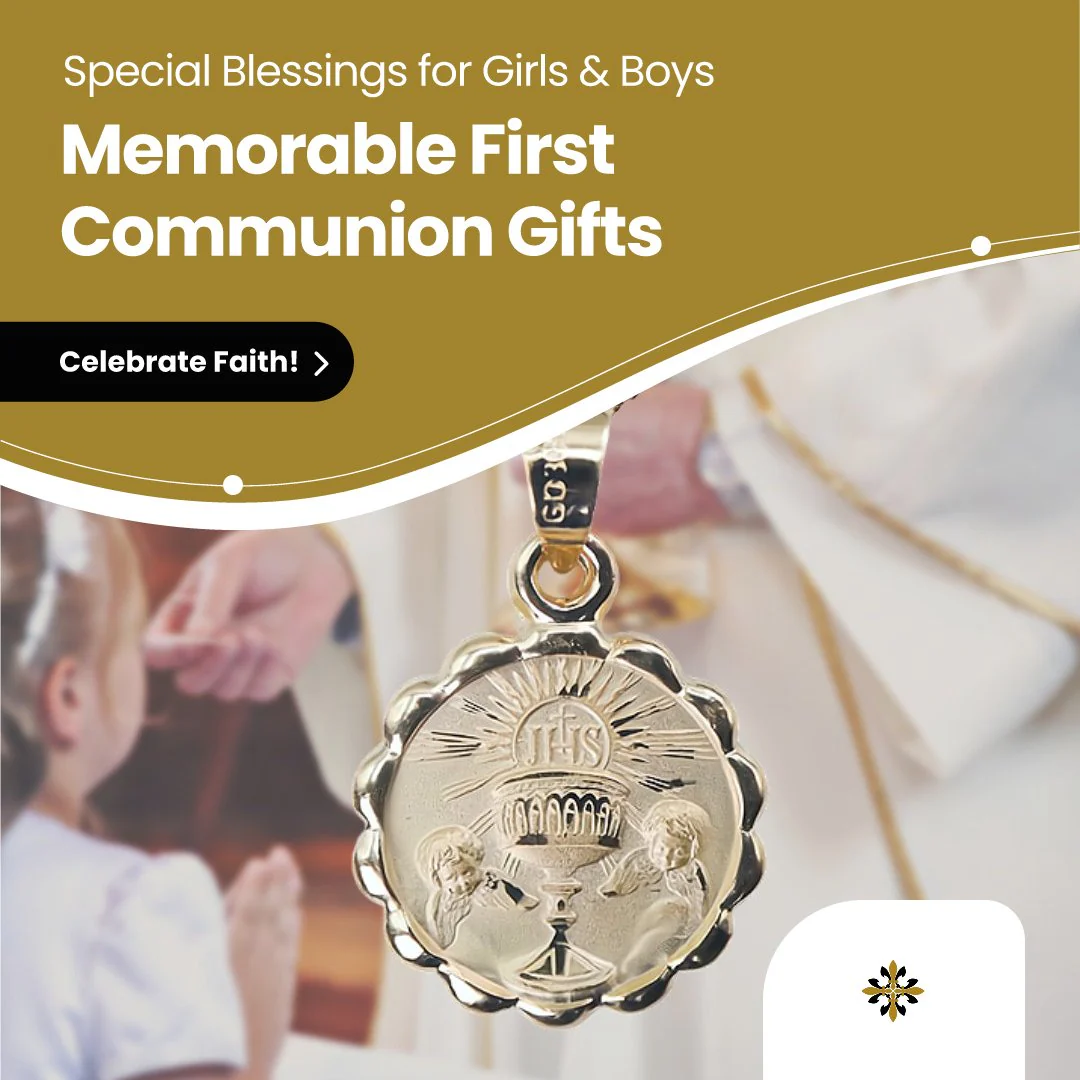 Gold First Communion Necklace | Floral Style | Chalice 18-inch - Image 5