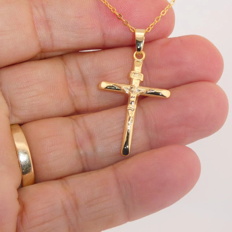Gold Vermeil Crucifix Necklace 18-inch - Image 4