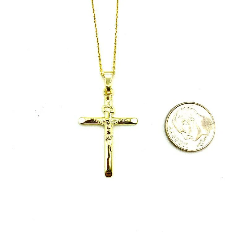 Gold Vermeil Crucifix Necklace 18-inch - Image 5