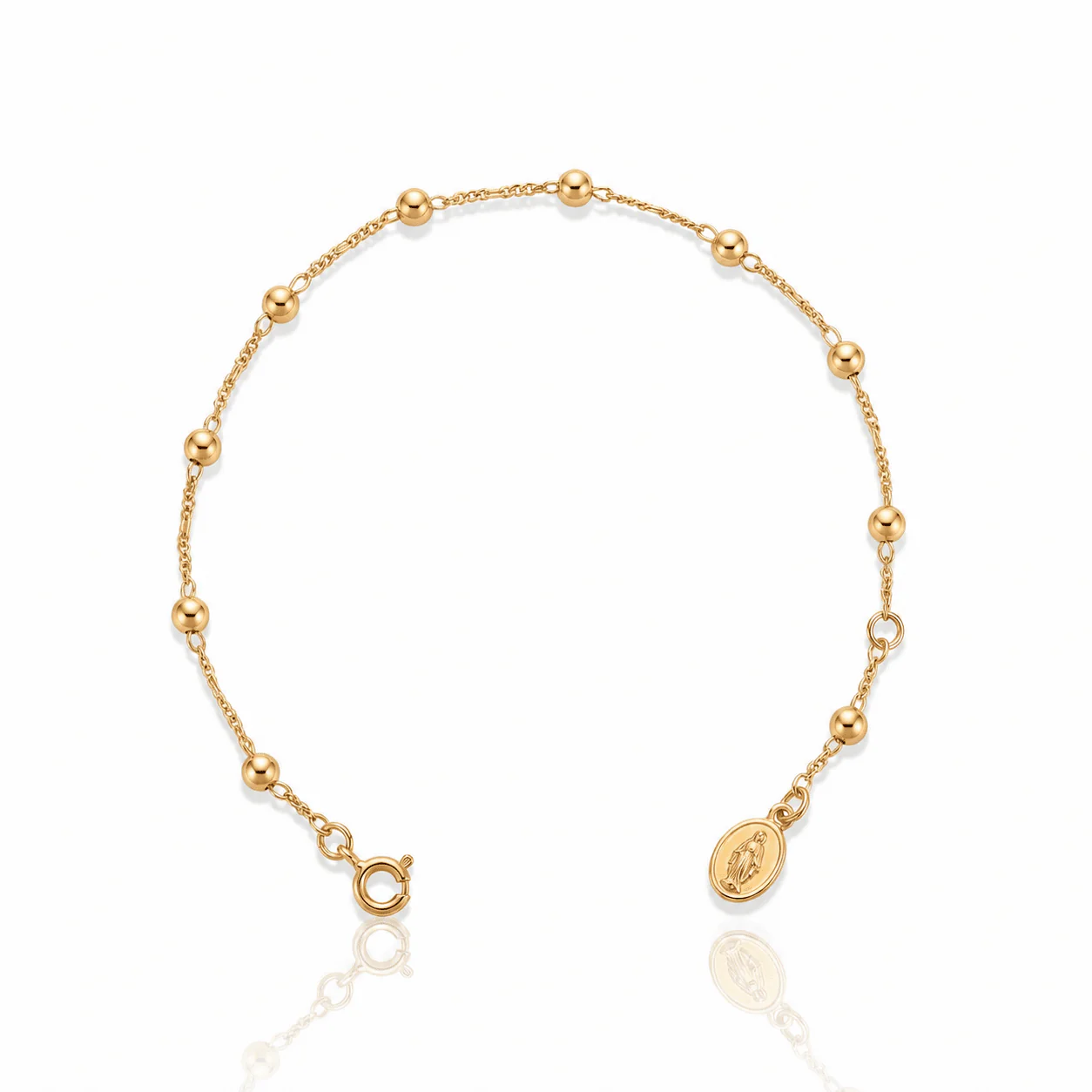 Gold-Filled Miraculous Medal Rosary Bracelet for Women 7"+1"