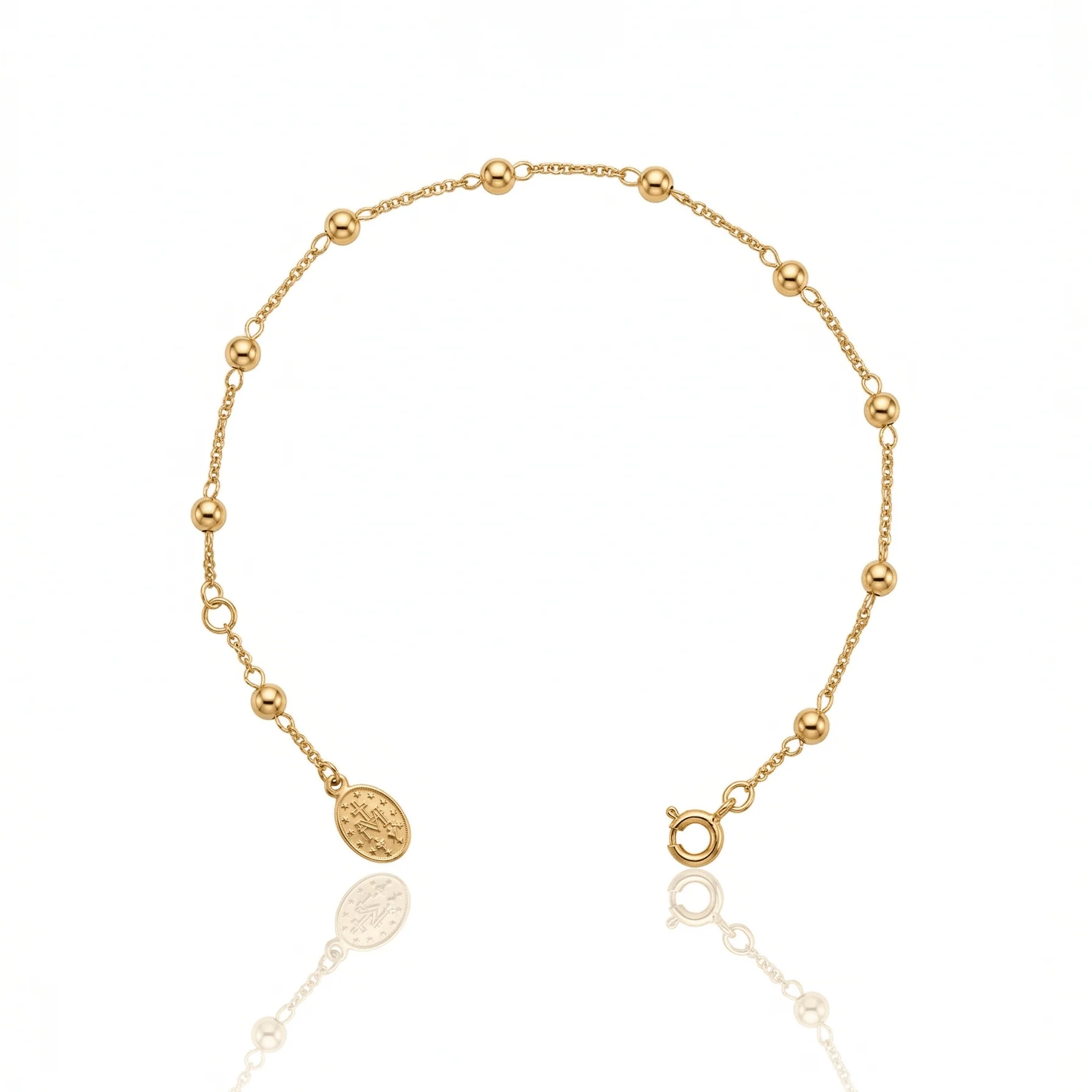 Gold-Filled Miraculous Medal Rosary Bracelet for Women 7"+1" - Image 2