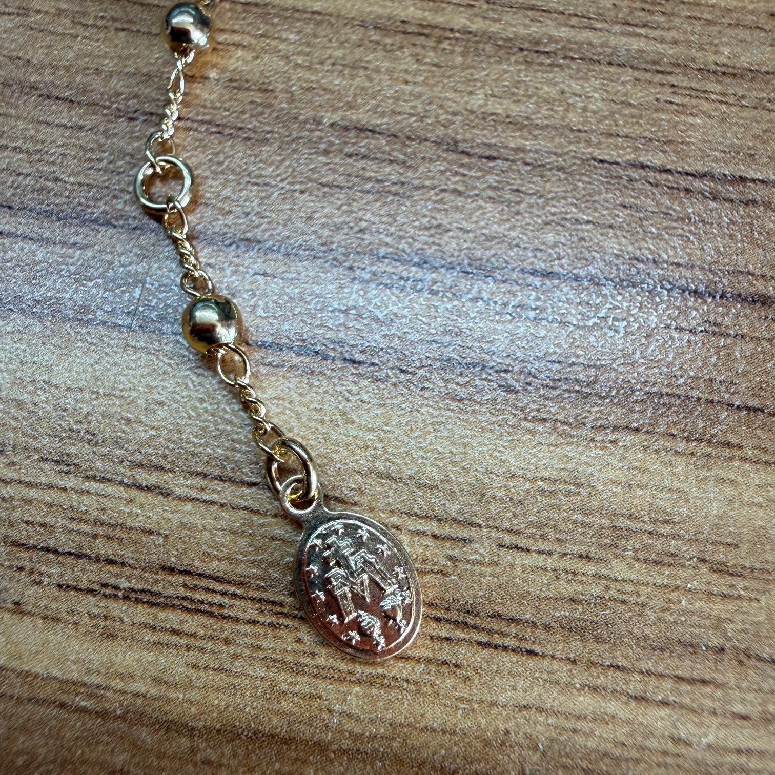 Gold-Filled Miraculous Medal Rosary Bracelet for Women 7"+1" - Image 5