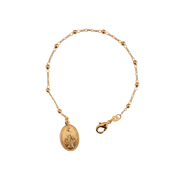 Gold-Filled Miraculous Medal Rosary Bracelet for Women (7”)