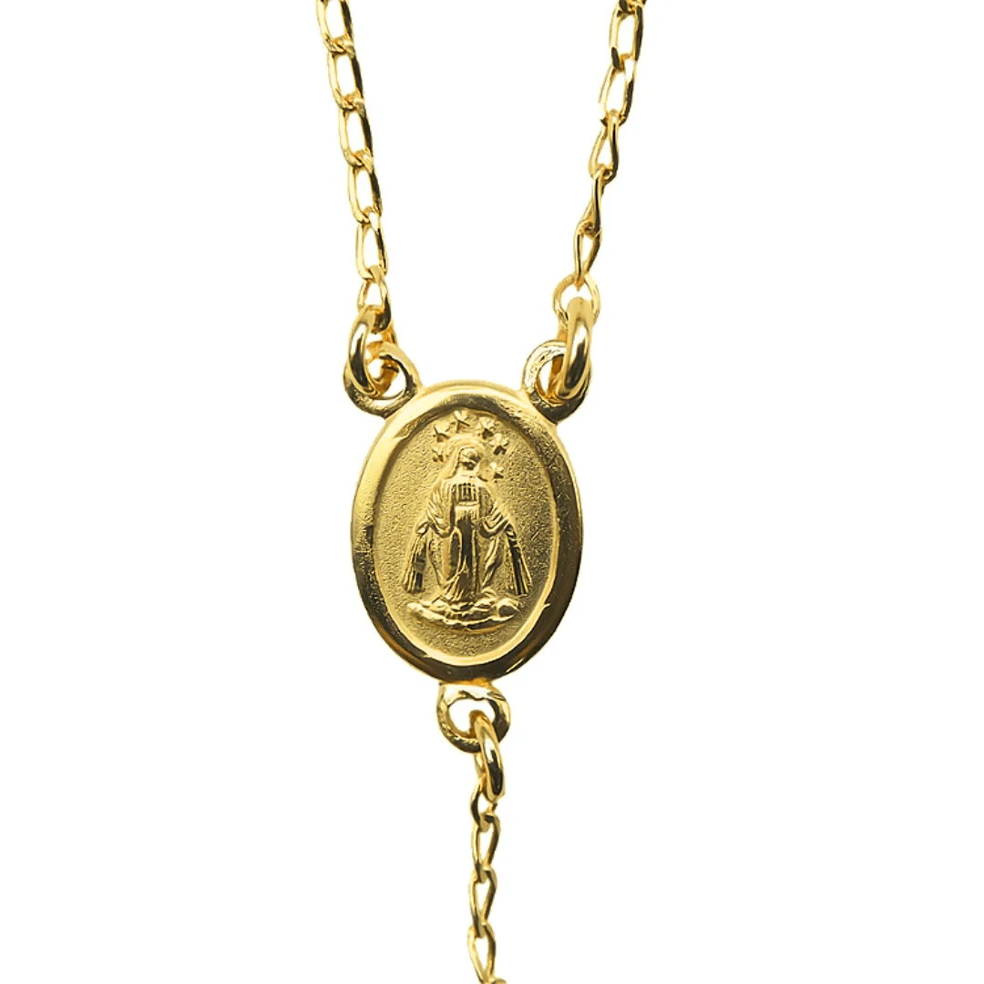 Gold Miraculous Medal Rosary Necklace 18-inch - Image 4