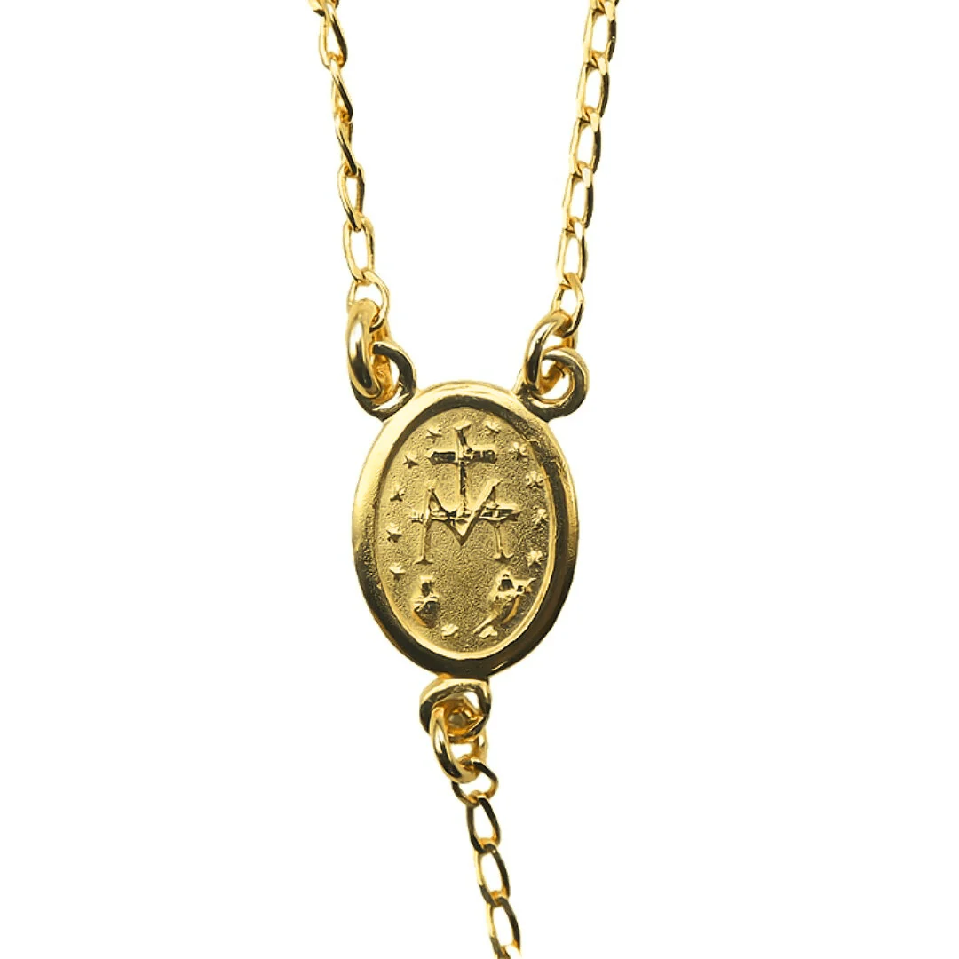 Gold Miraculous Medal Rosary Necklace 18-inch - Image 5