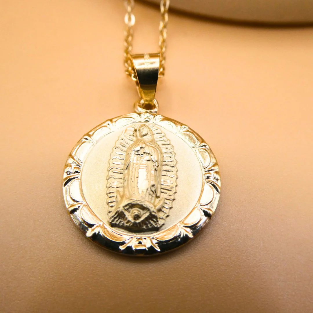 Gold Guadalupe Floral Pendant Necklace | Full Body 18-inch - Image 5