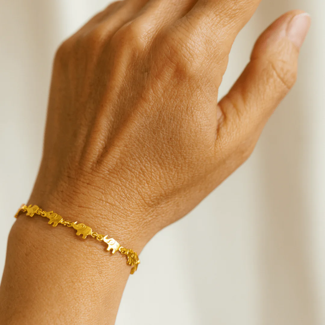 Gold-Plated Elephant Charm Bracelet 7"+2" - Image 2