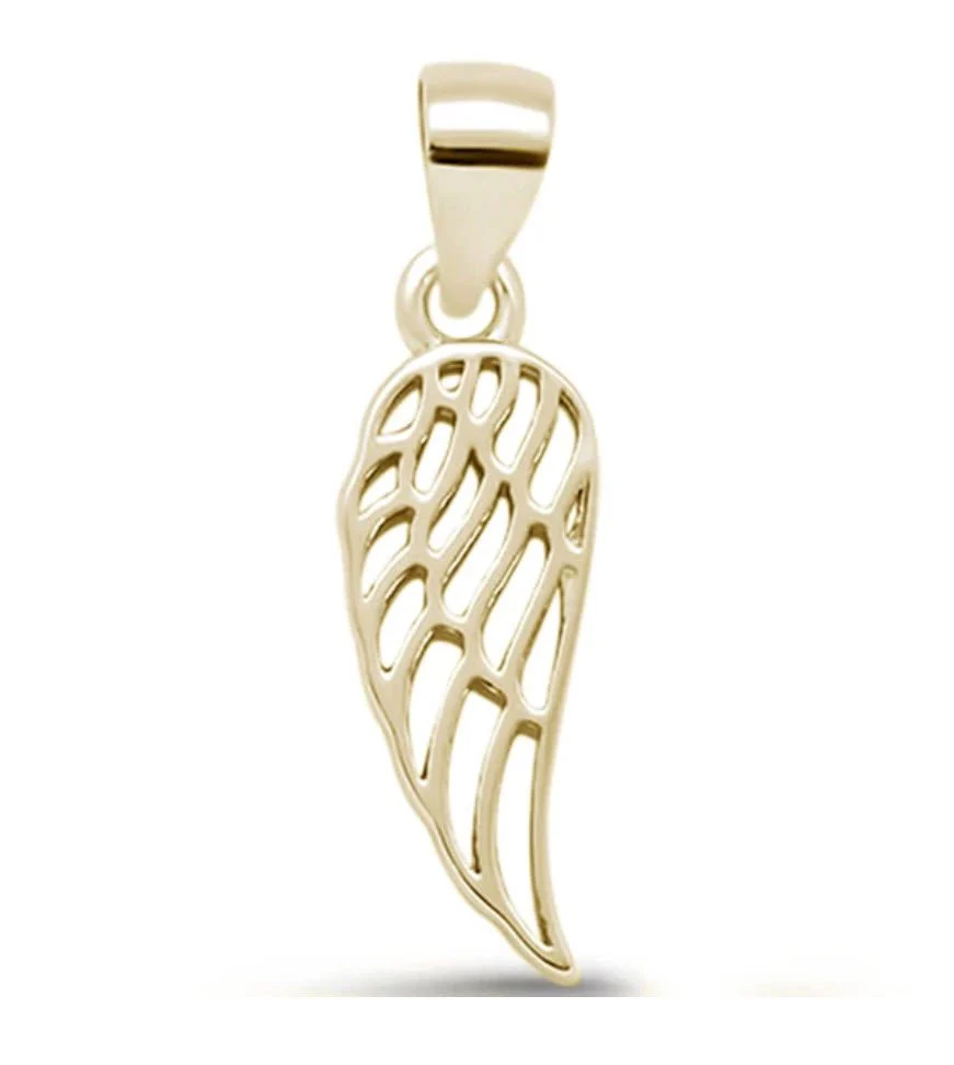 Gold Vermeil Angel Wing Necklace w/ Zirconias 18-inch - Image 4