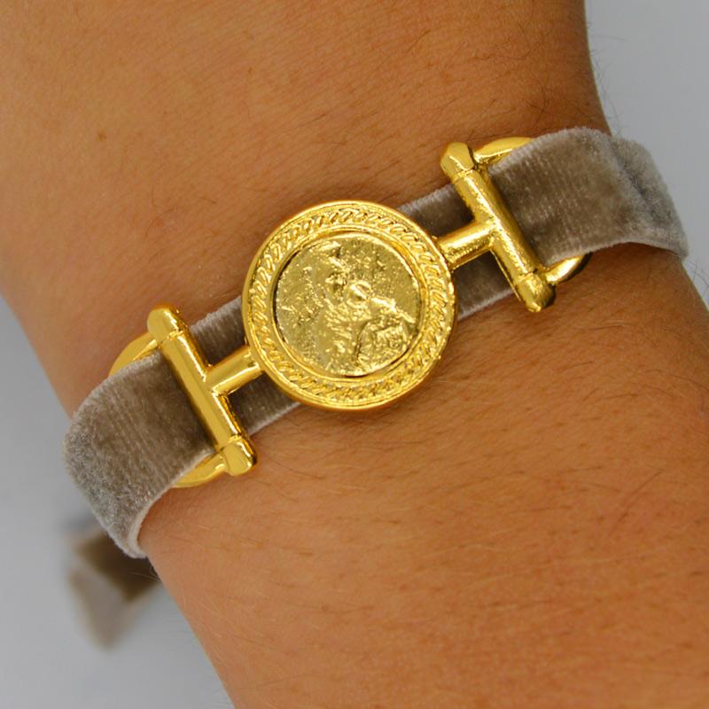 Gold-Plated Our Lady of Perpetual Help Velvet Bracelet 7.5-inch - Image 2