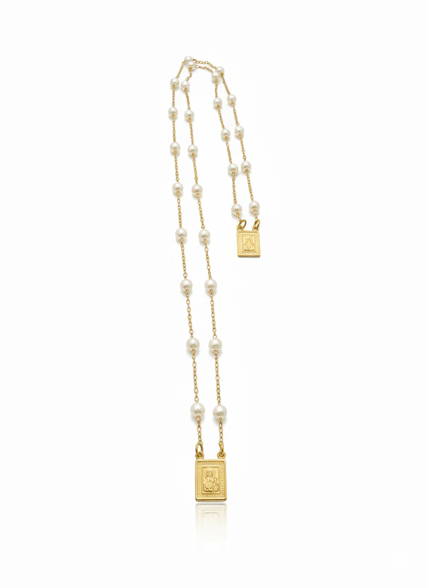 Gold-Plated Pearl Scapular Necklace – 18” or 24” | Made in Brazil - Image 4