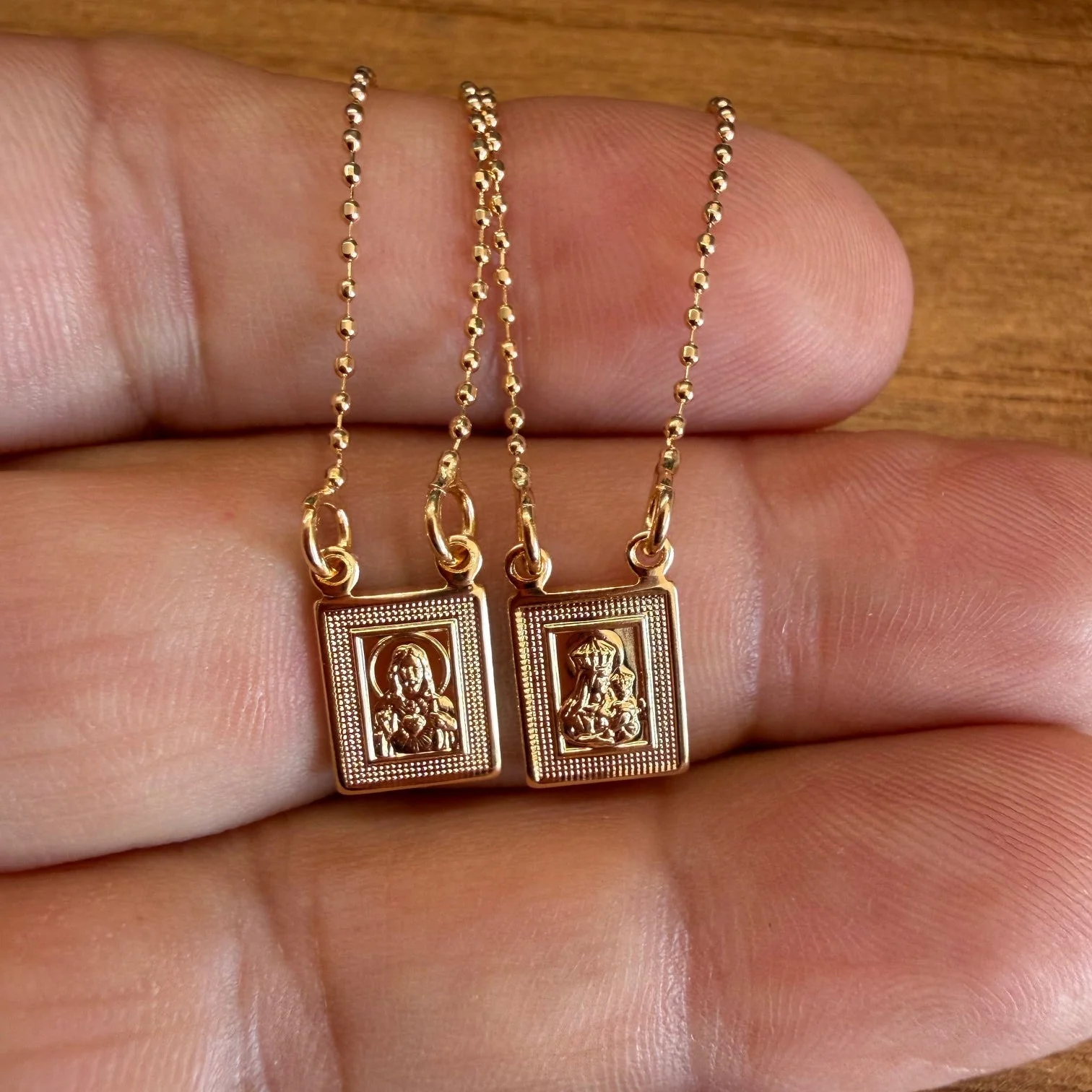 Gold-Plated Scapular Necklace – Our Lady of Mount Carmel, No Clasp 26” - Image 6