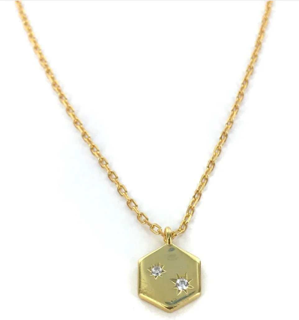 Gold Vermeil Hexagon Necklace 18-inch