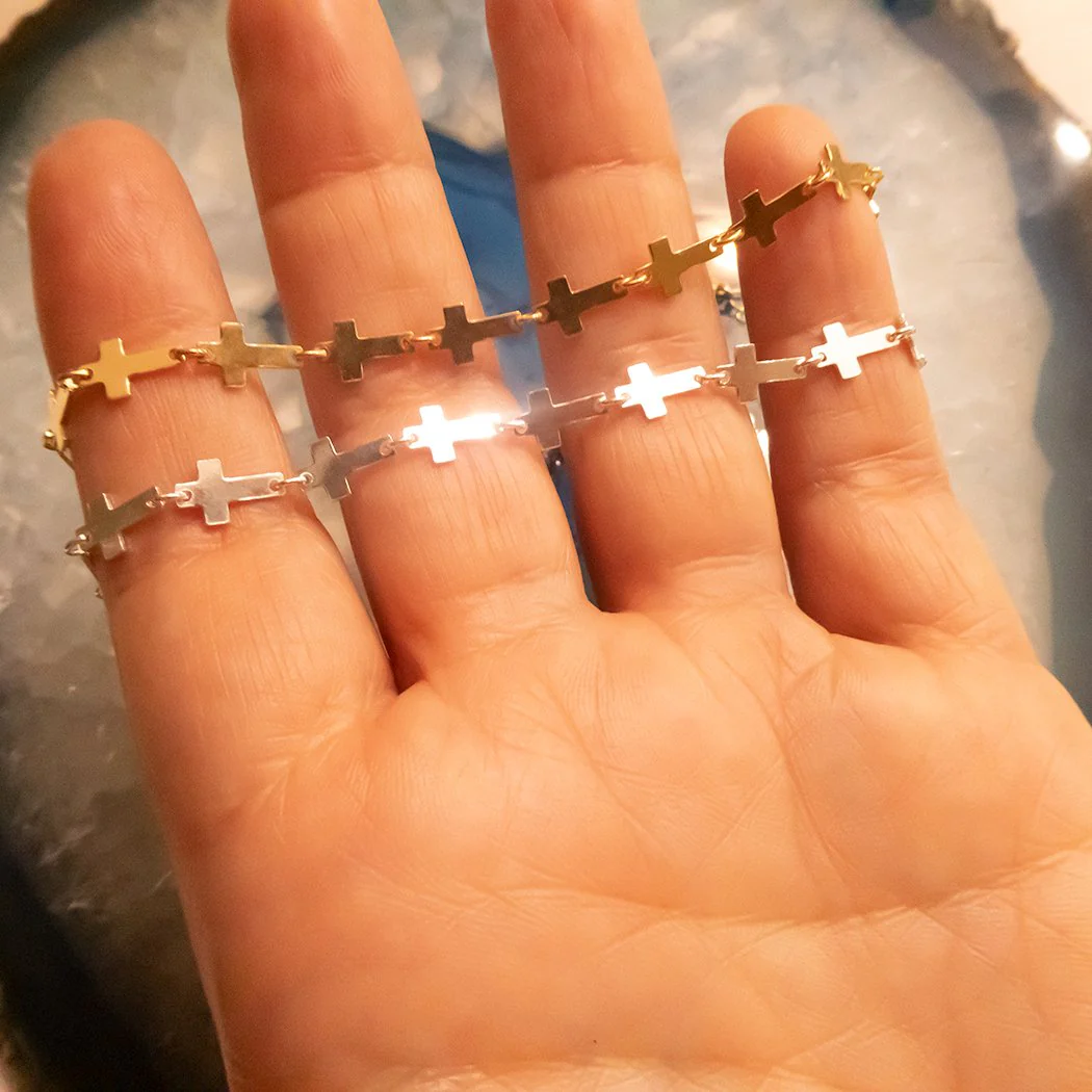 Gold Vermeil Multi Cross Bracelet 7.5-inch - Image 3
