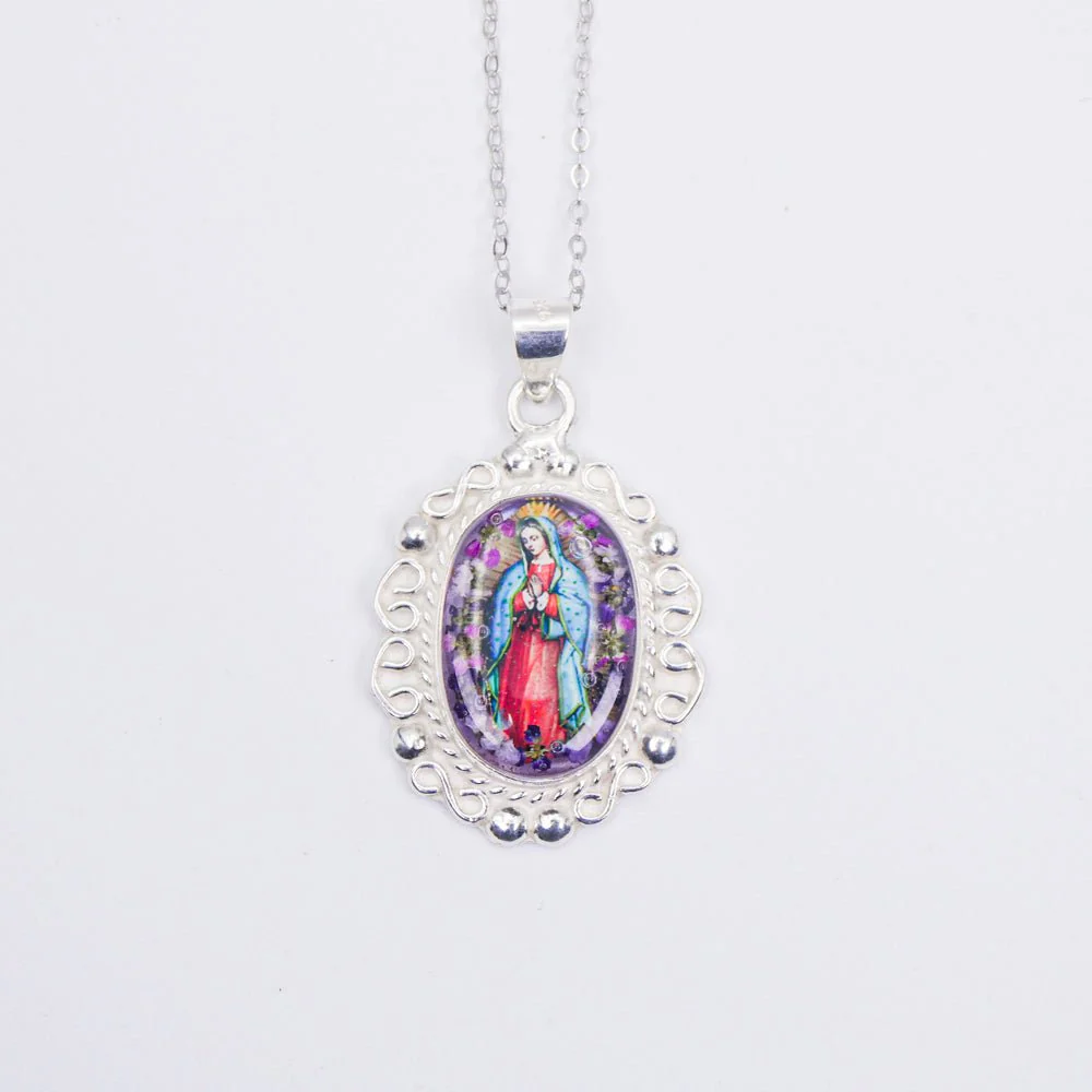 Guadalupe Baroque Necklace w/ Pressed Flowers (II) 18-inch - Image 4