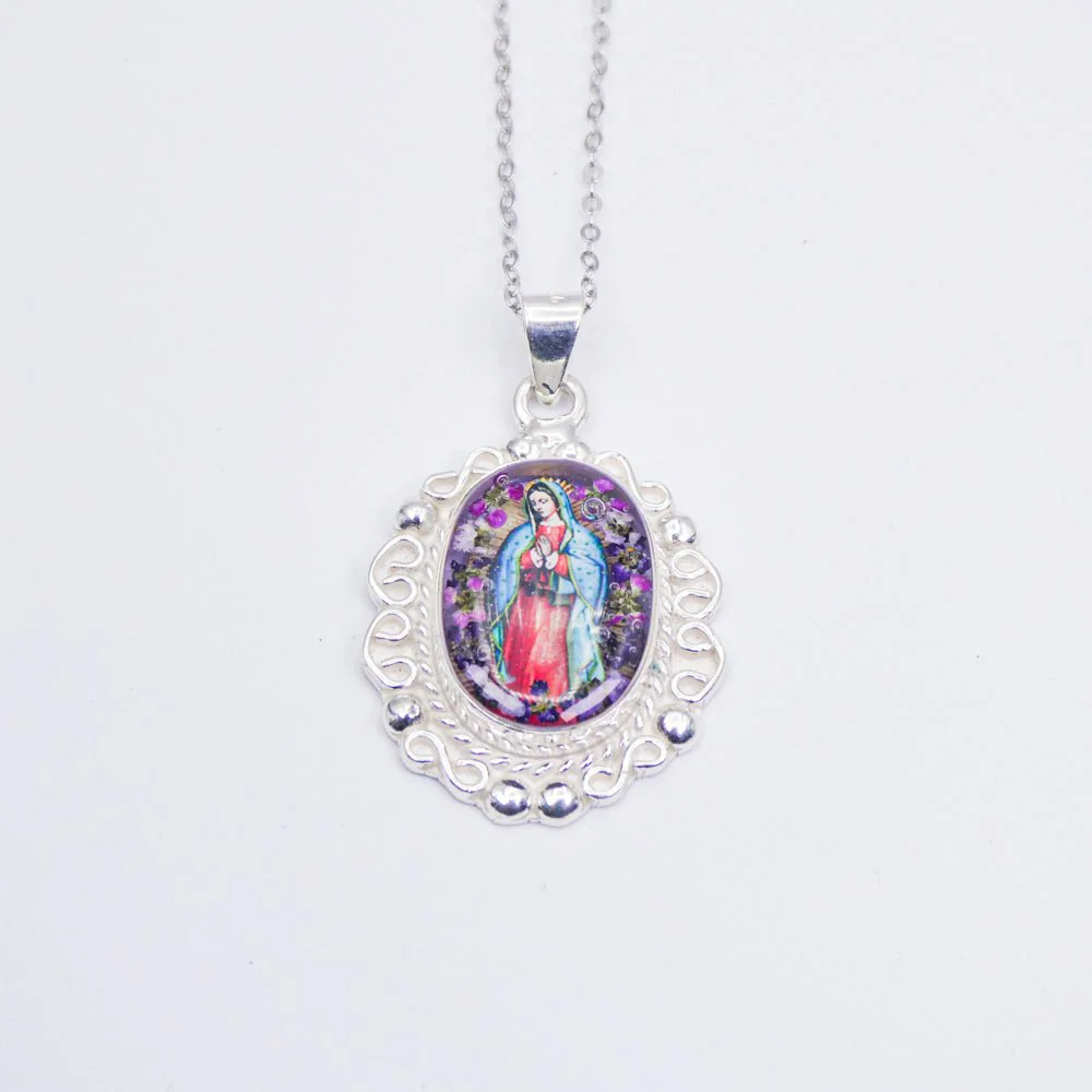 Guadalupe Baroque Necklace w/ Pressed Flowers (II) 18-inch - Image 6