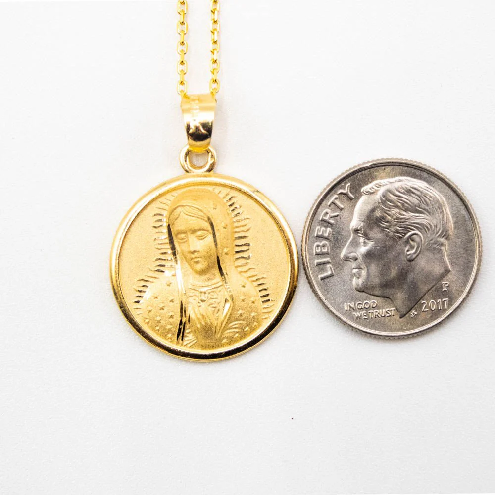 Gold Guadalupe Mini Pendant Necklace 18-inch - Image 3
