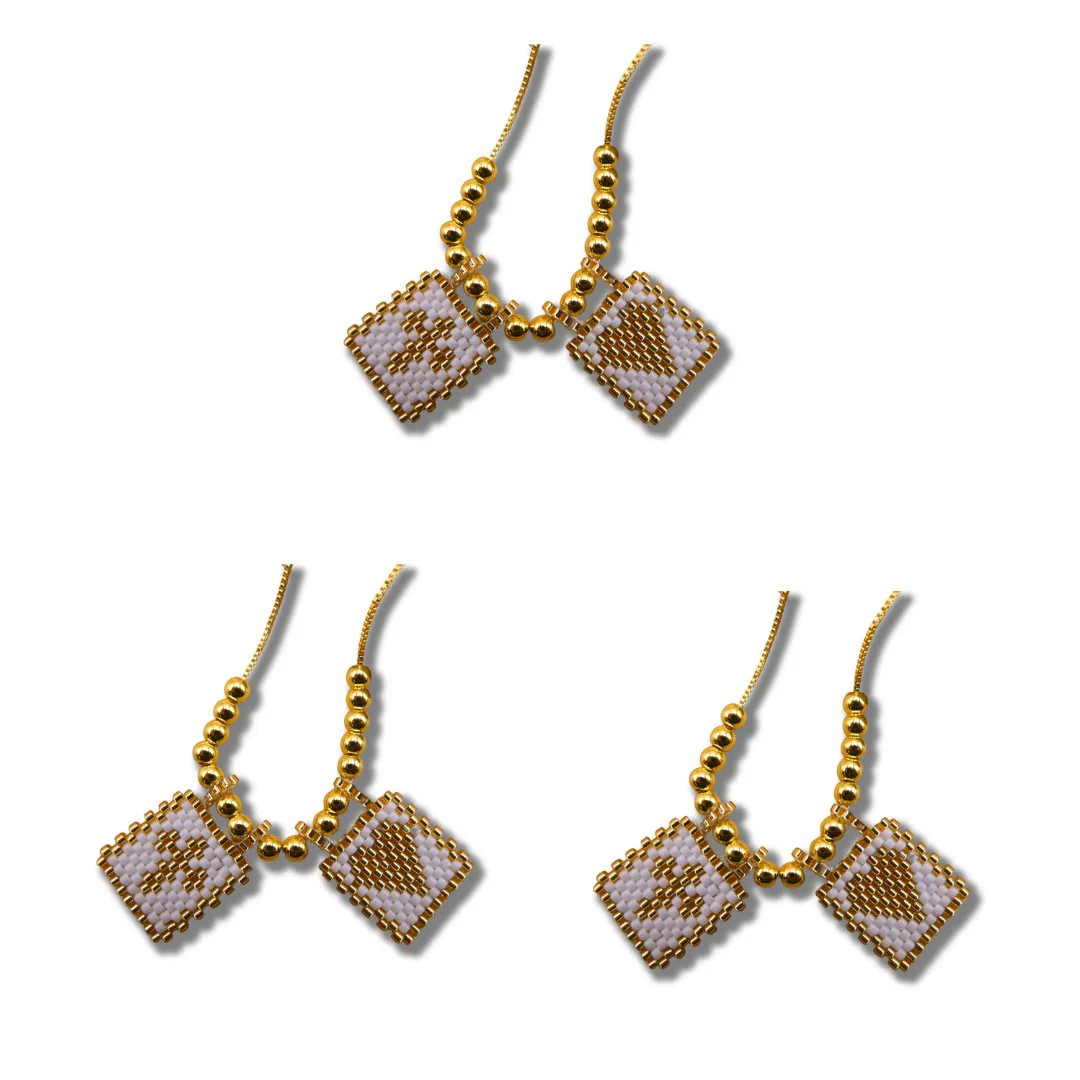 Gold-Plated White Miyuki Necklace with Cross and Heart Charms 18-inch - Image 7