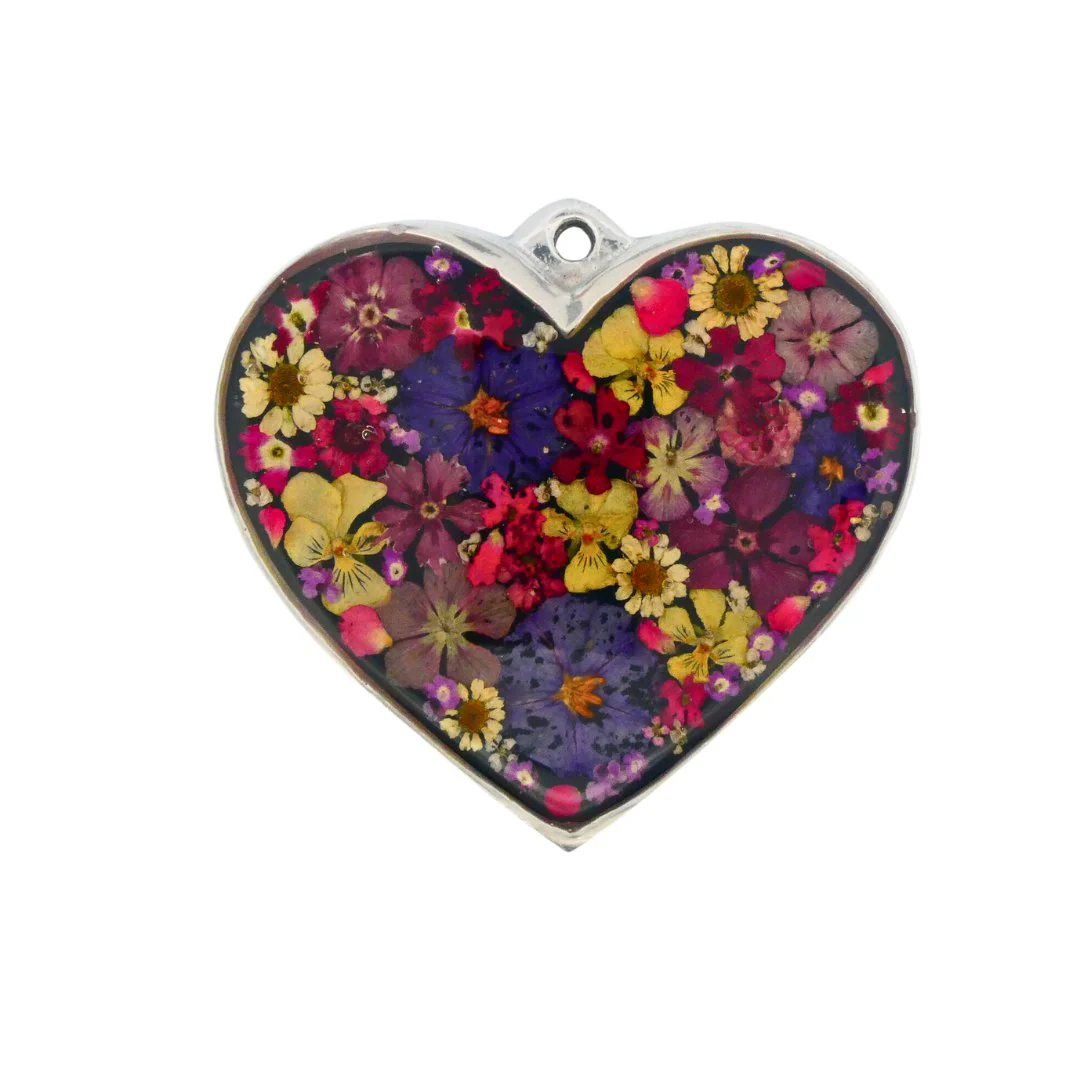 Wall Heart-Shaped Frame w/ Pressed Flowers 4" x 3" - Image 3