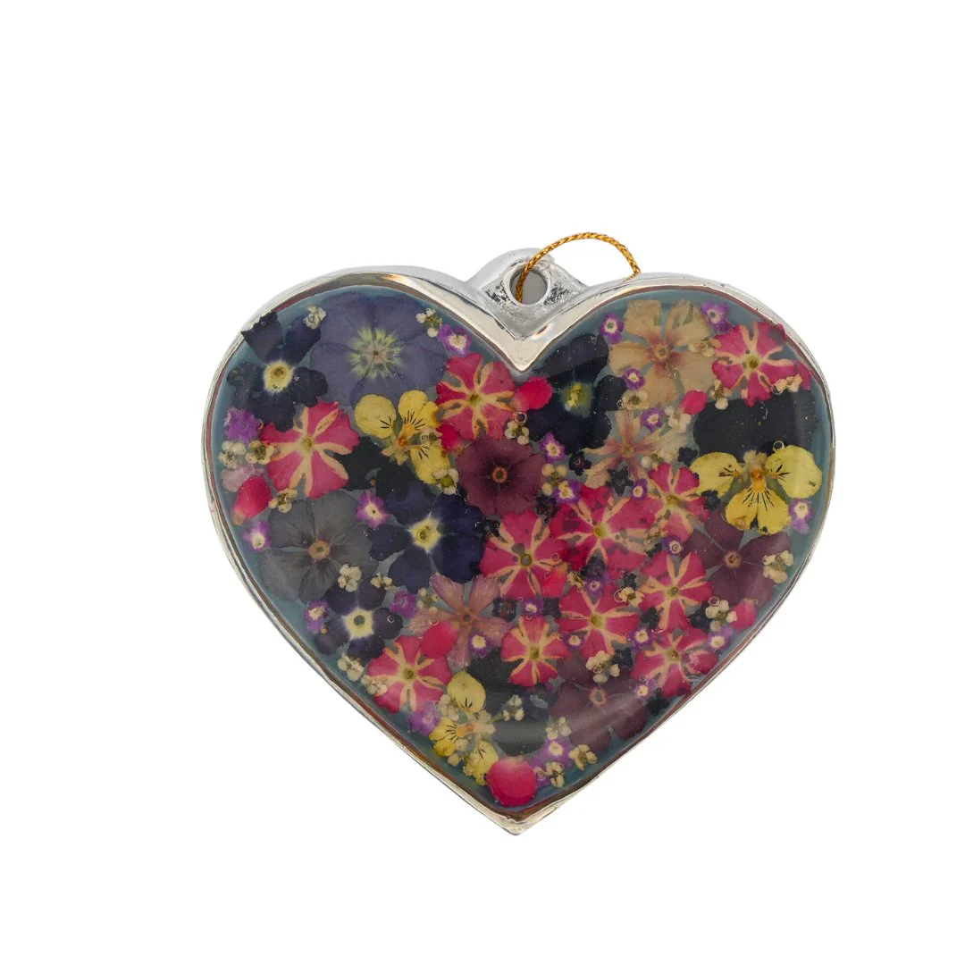 Wall Heart-Shaped Frame w/ Pressed Flowers 4" x 3" - Image 5