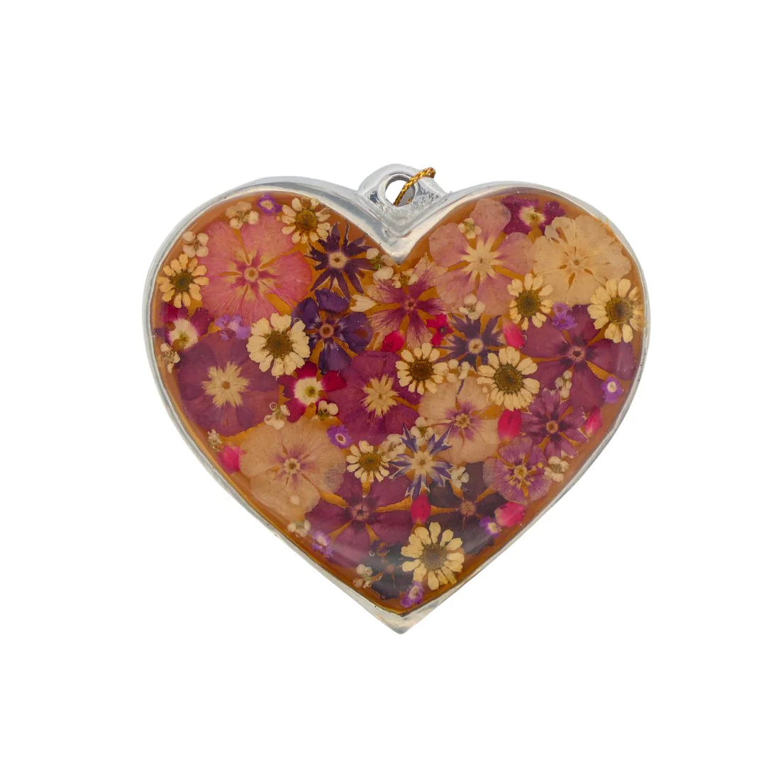 Wall Heart-Shaped Frame w/ Pressed Flowers 4" x 3" - Image 8