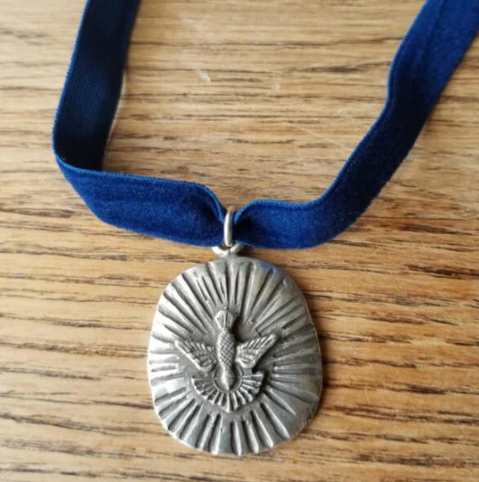 Silver-Plated Holy Spirit Velvet Necklace 18-inch - Image 3