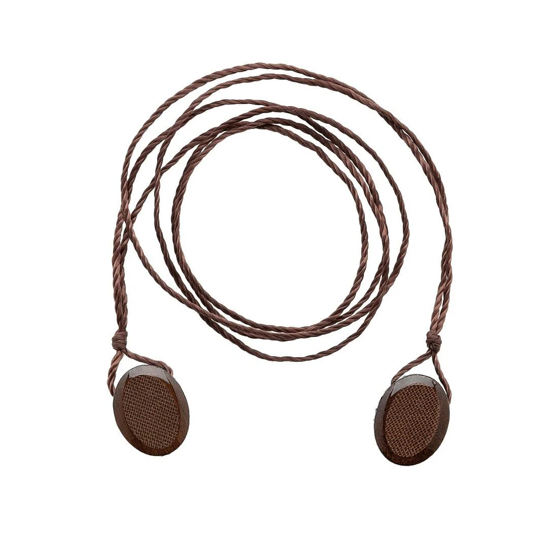 Kids Brown Scapular Necklace — Our Lady of Mount Carmel & Sacred Heart | Wood & Resin - Image 2