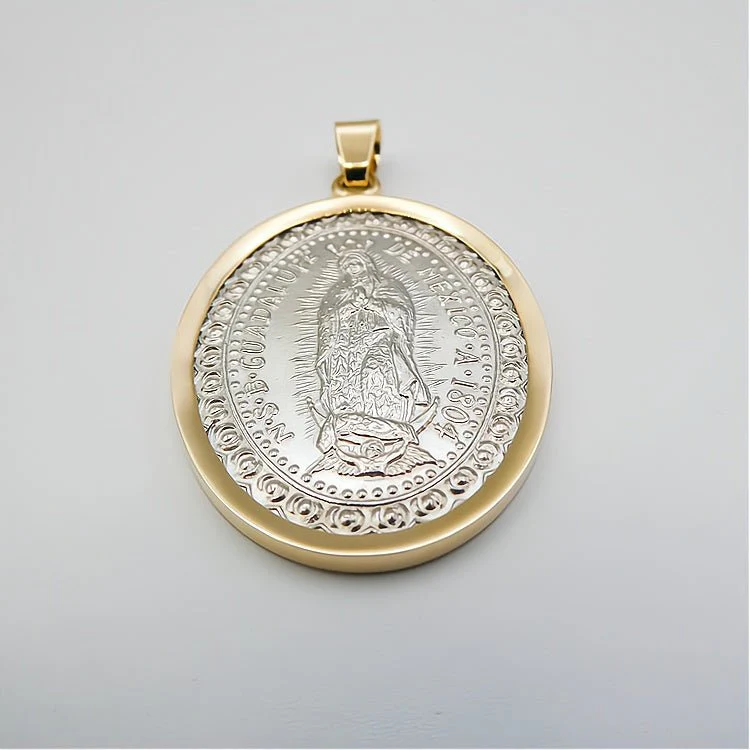 Sterling Silver Our Lady of Guadalupe Medal with 14k Gold Bezel — 1.5” × 1.1” - Image 9