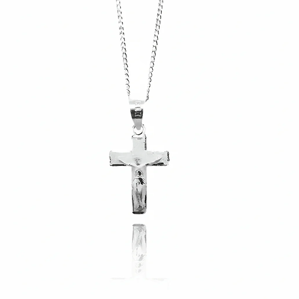 Silver Crucifix Mini Pendant Necklace 18-inch
