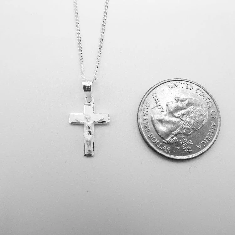 Silver Crucifix Mini Pendant Necklace 18-inch - Image 3