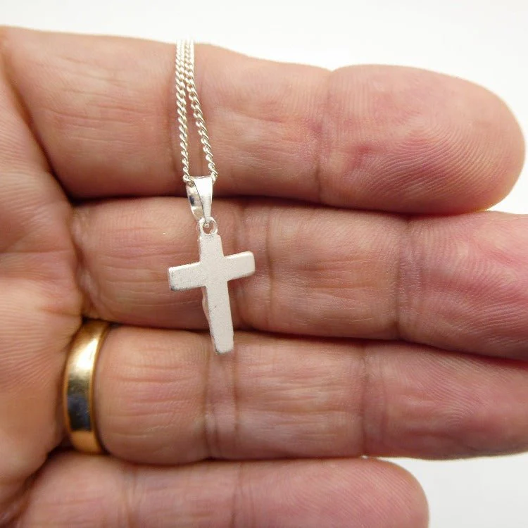 Silver Crucifix Mini Pendant Necklace 18-inch - Image 5