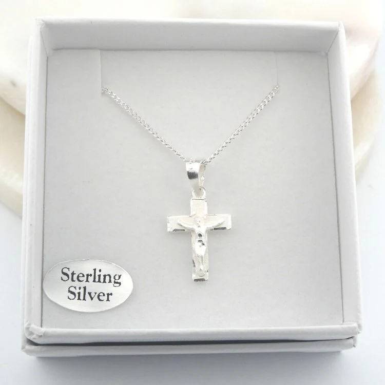 Silver Crucifix Mini Pendant Necklace 18-inch - Image 6