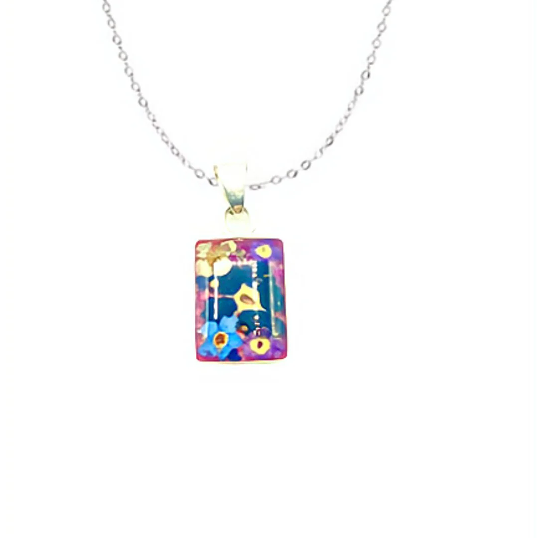 Mini Square Necklace w/ Pressed Flowers 18-inch